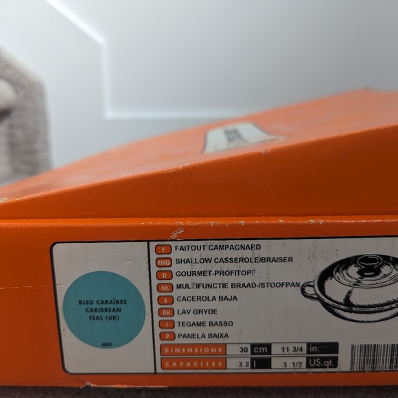 Le Creuset Shallow Braiser 30cm Carribean Teal, NWB, Discontinued Color - Picture 5 of 5